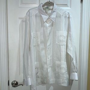 Mojito Collection 100% linen Traditional Guayabera Shirt Long Sleeve Sz …